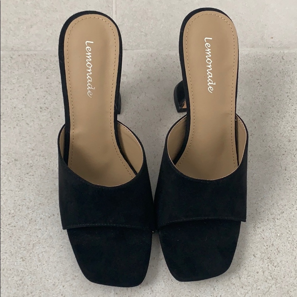lemonade black suede heels